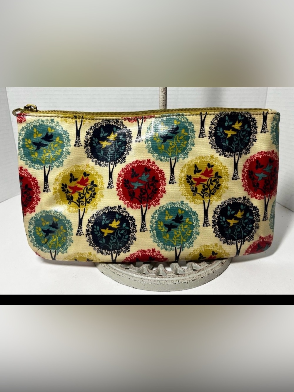 ✨ VINTAGE Fossil Key-Per Birds & Trees Cosmetic Bag ✨‎